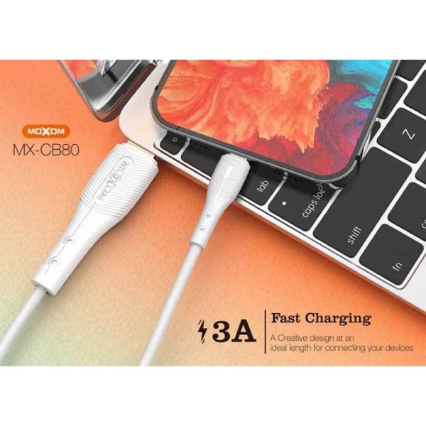کابل شارژ USB به لایتنینگ موکسوم مدل MX-CB80 طول 0.30 متر